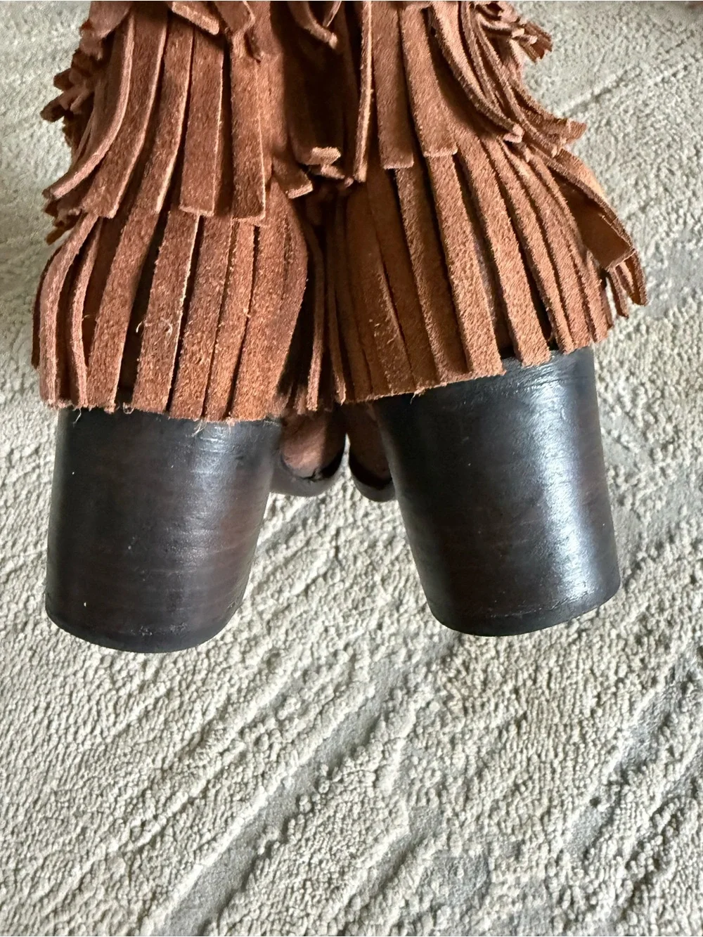 Freebird Suede leather suede brown Fringe Ankle Boots block heel 8